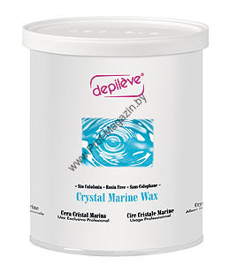 Depileve (Испания) Воск кристальный с коллагеном CRYSTAL MARINE WAX, 800 гр Для депиляции поверхности кожи с аллергией на смолу и очень чувствительной кожи. Удаляется полосками.