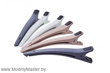 Зажим для волос карбоновый DEWAL 12 см (6 шт) цветные