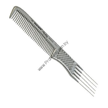 Расческа серая с металлической вилкой антистатическая