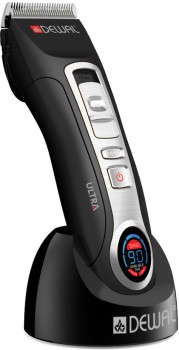Машинка для стрижки волос DEWAL ULTRA Современная аккумуляторно-сетевая машинка роторного типа. Низкий уровень шума. 2 ножа, 4 насадки. LCD дисплей.