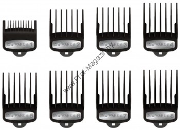 Набор насадок Premium к машинкам Wahl 8шт Совместимы с машинками: Wahl Super Taper, X-Lid Super Taper, Taper 2000, Designer, Chrome Super Taper, Magic Clip, Legend