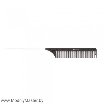 Расческа рабочая DEWAL CARBON black с металлической спицей 22,5 см с металлической спицей, черная 22,5 см